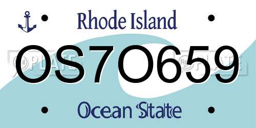OS7O659 Rhode Island License Plate