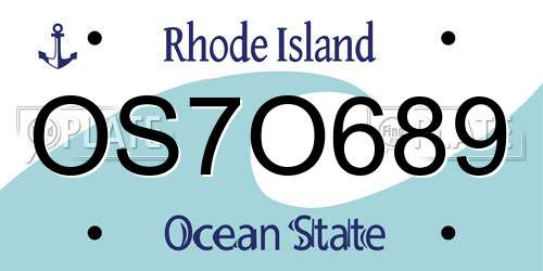 OS7O689 Rhode Island License Plate