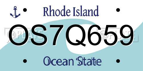 OS7Q659 Rhode Island License Plate