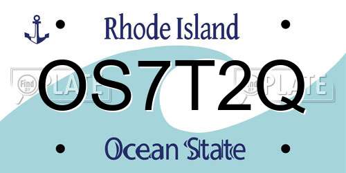 OS7T2Q Rhode Island License Plate