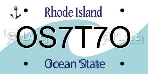 OS7T7O Rhode Island License Plate