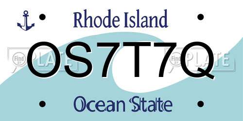 OS7T7Q Rhode Island License Plate