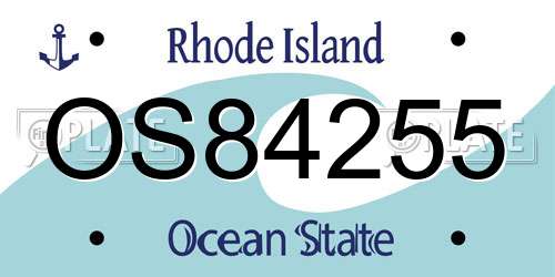 OS84255 Rhode Island License Plate
