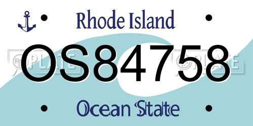 OS84758 Rhode Island License Plate