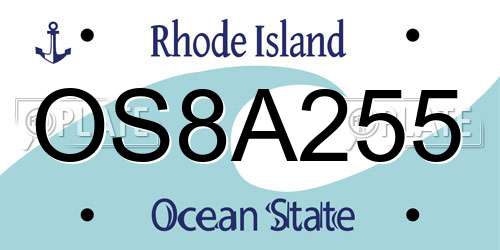 OS8A255 Rhode Island License Plate