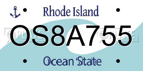 OS8A755 Rhode Island License Plate