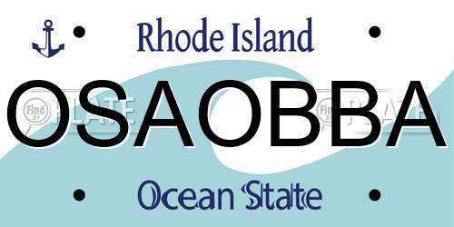 OSAOBBA Rhode Island License Plate