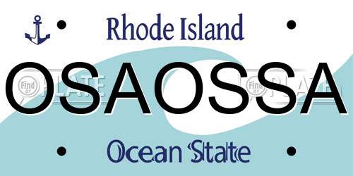 OSAOSSA Rhode Island License Plate
