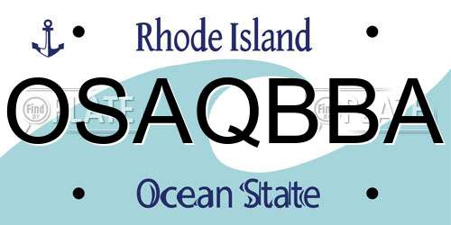 OSAQBBA Rhode Island License Plate
