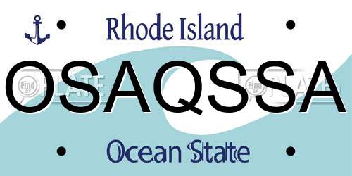 OSAQSSA Rhode Island License Plate