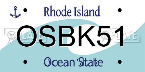 OSBK51 Rhode Island License Plate