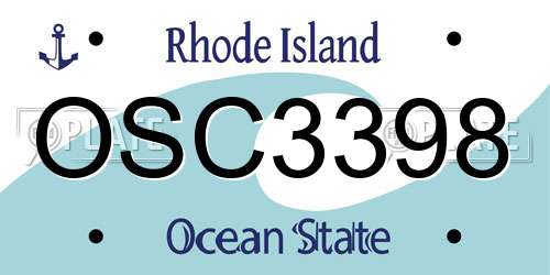 OSC3398 Rhode Island License Plate