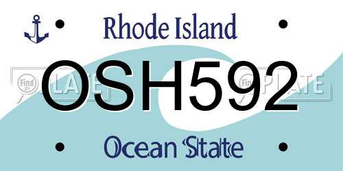 OSH592 Rhode Island License Plate
