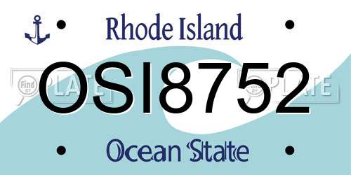 OSI8752 Rhode Island License Plate