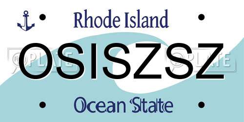 OSISZSZ Rhode Island License Plate