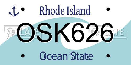OSK626 Rhode Island License Plate