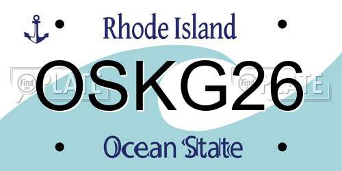 OSKG26 Rhode Island License Plate