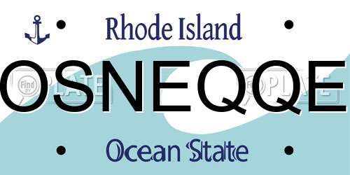 OSNEQQE Rhode Island License Plate