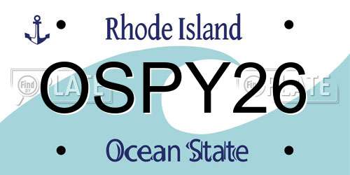 OSPY26 Rhode Island License Plate