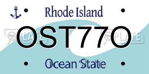 OST77O Rhode Island License Plate