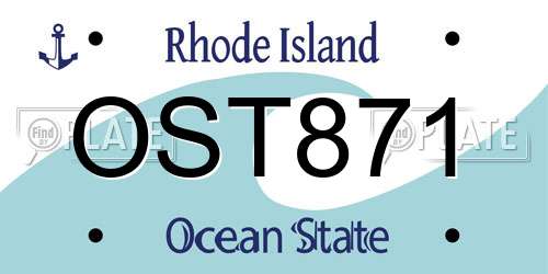 OST871 Rhode Island License Plate
