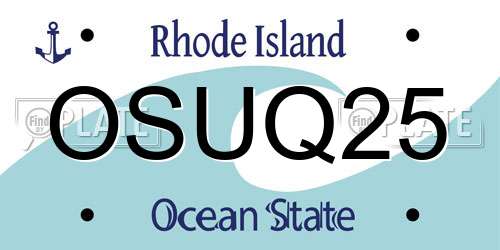 OSUQ25 Rhode Island License Plate