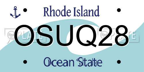 OSUQ28 Rhode Island License Plate