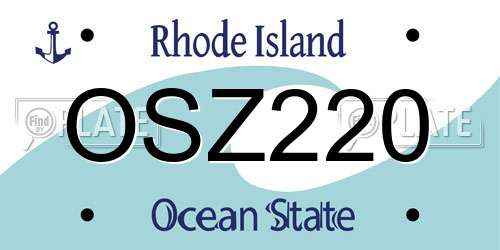 OSZ220 Rhode Island License Plate