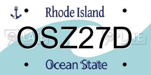 OSZ27D Rhode Island License Plate