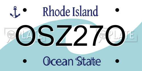 OSZ27O Rhode Island License Plate