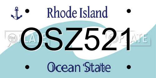 OSZ521 Rhode Island License Plate