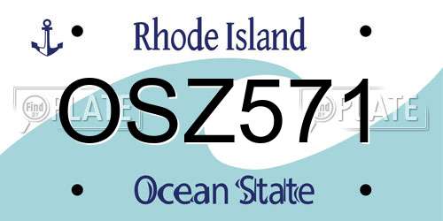 OSZ571 Rhode Island License Plate