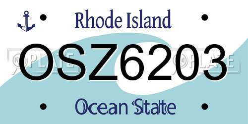 OSZ6203 Rhode Island License Plate