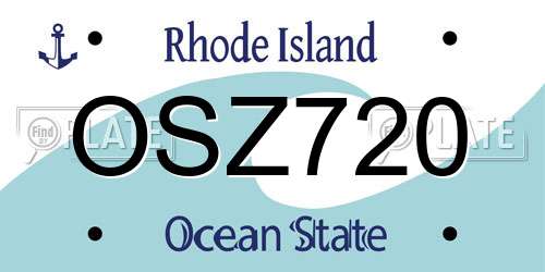 OSZ720 Rhode Island License Plate