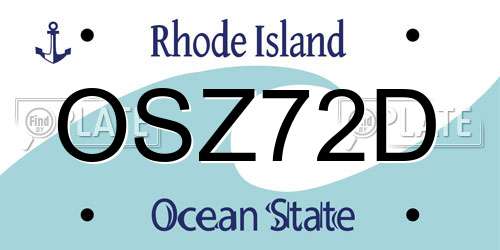 OSZ72D Rhode Island License Plate