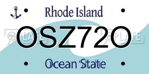 OSZ72O Rhode Island License Plate