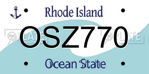 OSZ770 Rhode Island License Plate