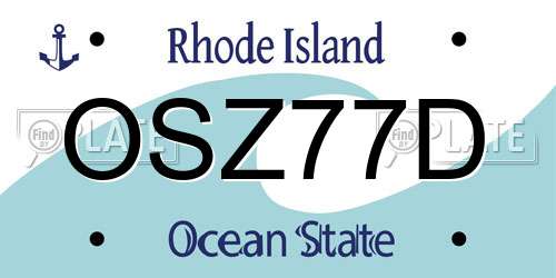 OSZ77D Rhode Island License Plate