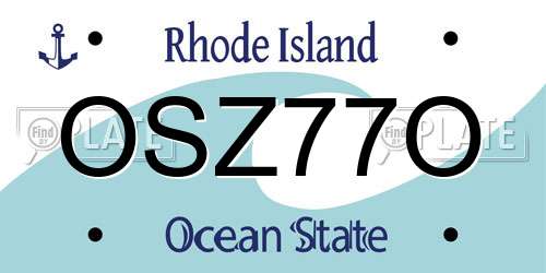 OSZ77O Rhode Island License Plate