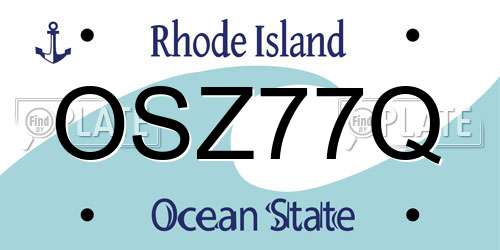 OSZ77Q Rhode Island License Plate