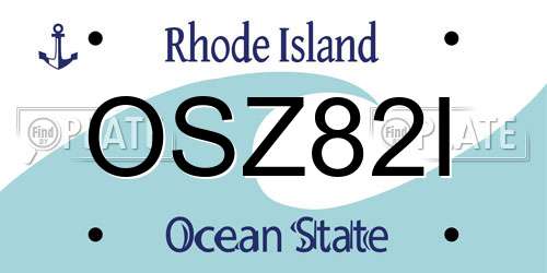OSZ82I Rhode Island License Plate