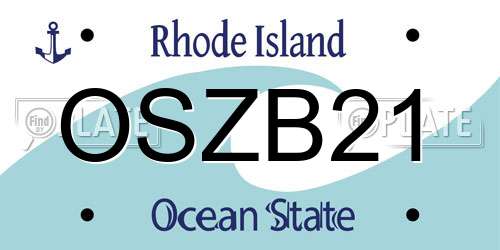 OSZB21 Rhode Island License Plate