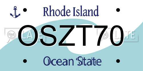 OSZT70 Rhode Island License Plate