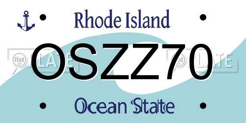 OSZZ70 Rhode Island License Plate