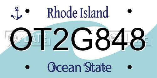 OT2G848 Rhode Island License Plate