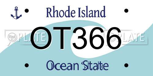 OT366 Rhode Island License Plate