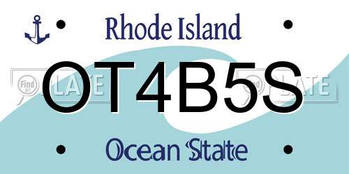 OT4B5S Rhode Island License Plate