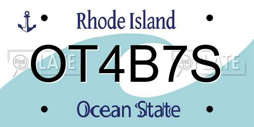 OT4B7S Rhode Island License Plate