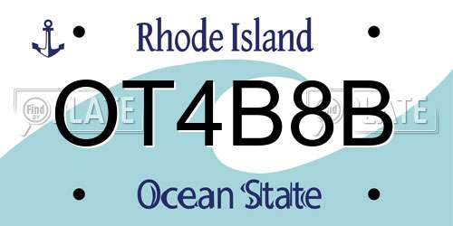 OT4B8B Rhode Island License Plate