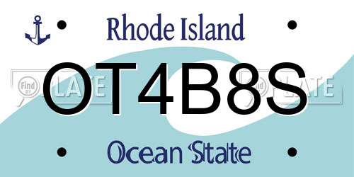 OT4B8S Rhode Island License Plate